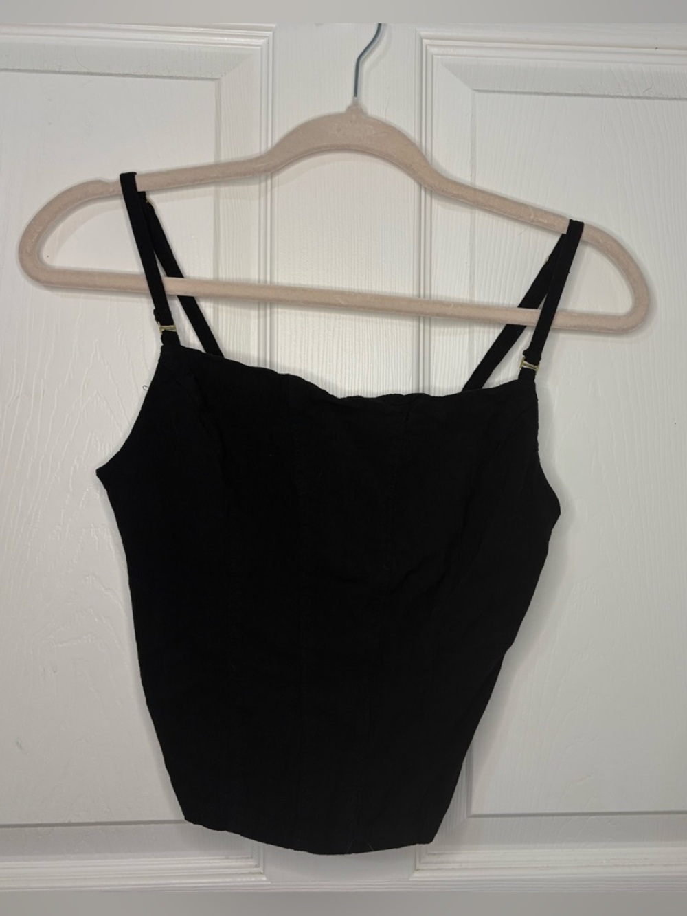 Free People Black Ribbed Tank with Thin Straps